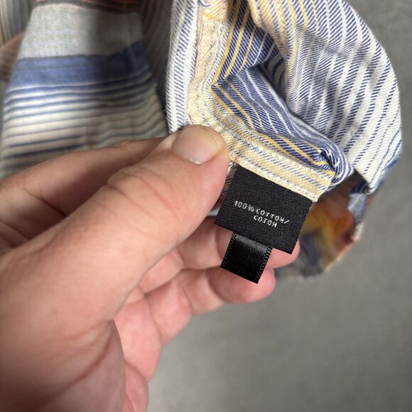 Jhane Barnes Frequency Shirt Men’s Size XL Cotton Blue Orange White Geometric - Picture 11 of 16